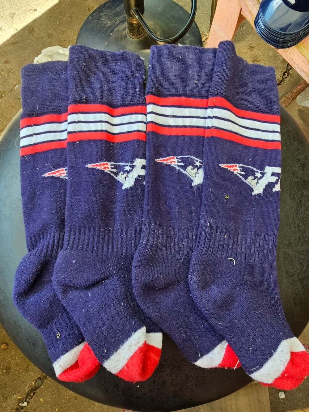 New England Patriots NFL Team Logo & Striped Crew Socks
